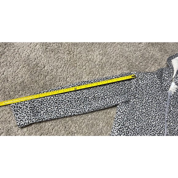 Old Navy Girls XL Long Sleeve Grey Cheetah Hooded Zippered Lined Sweatshirt - Picture 15 of 16